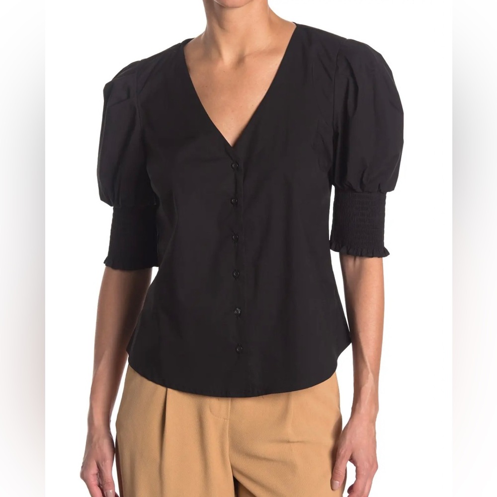 Laundry by Shelli Segal Puff Sleeve Top; Black; size XS